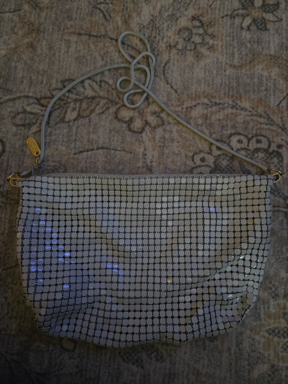 Metallic Silver Mesh Shoulder Bag